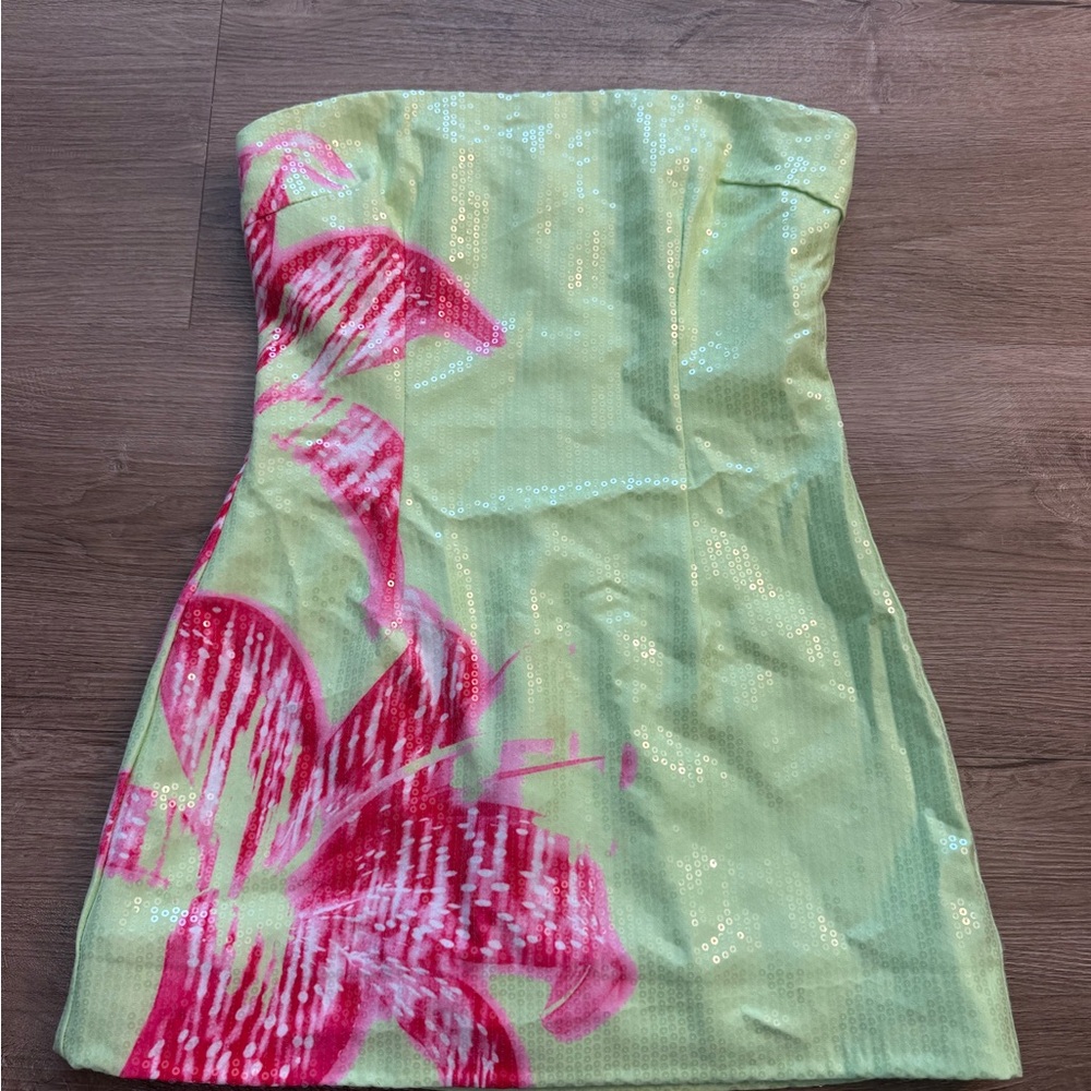 White Fox Make Up My Mind Sequin Mini Dress Lime Spritz